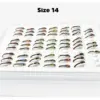 Rows of size 14 fishing flies arranged in a white tackle tray and labeled at the top.