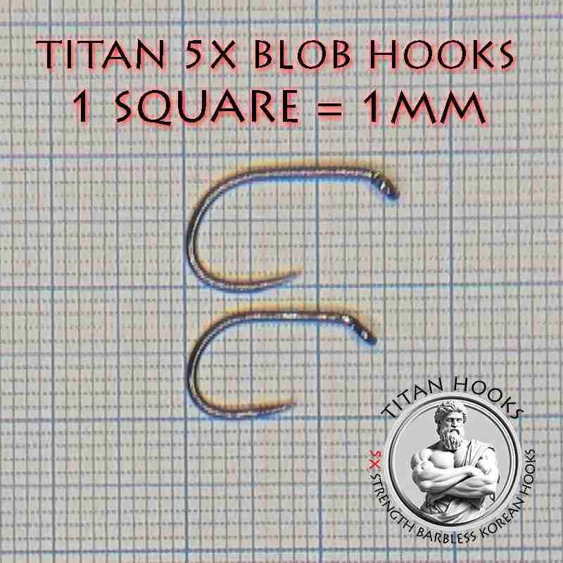 Titan 5x & 3X Barbless Blob Hooks 100 Pack