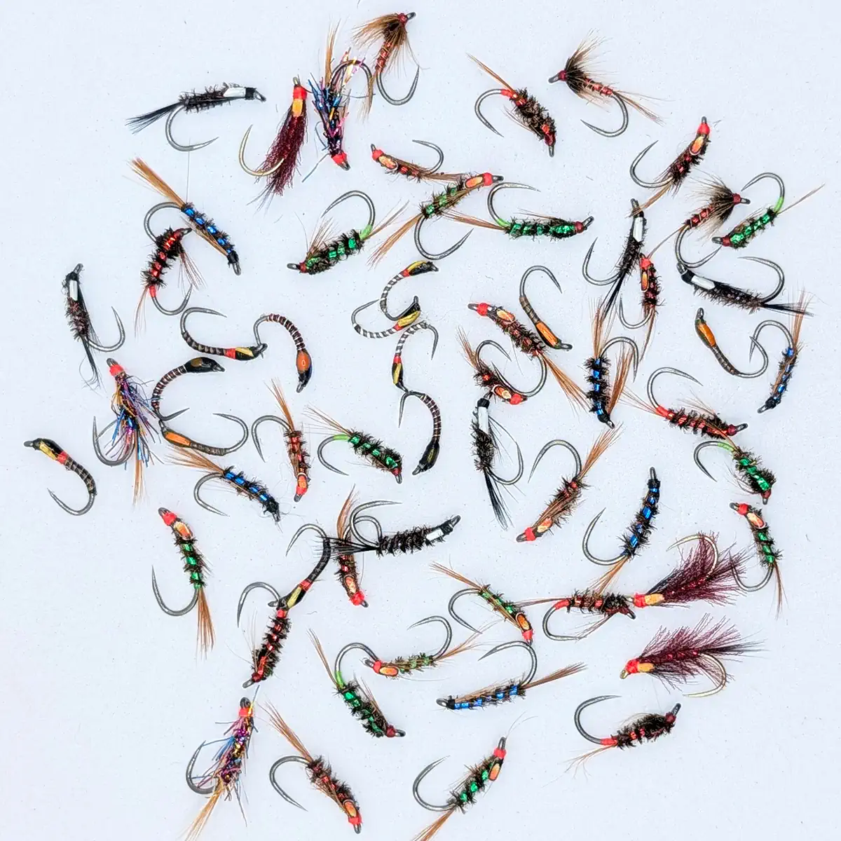 60 Barbless Daiwl Bachs & Buzzers Tied on Titan Hooks