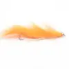 Orange feather streamer fishing fly with a curved hook and bead-eye head used in fly fishing