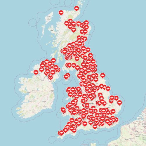 UK map of stillwater trout fisheries stocked with rainbow, brown and tiger trout – Stillwater Fisheries